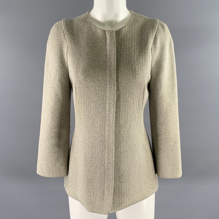 GIORGIO ARMANI Size S Grey Gold Polyester Blend Collarless Zip Jacket