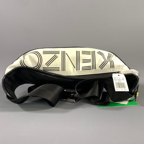 KENZO White Black Logo Nylon Fanny Pack