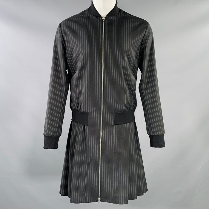 MCQ by ALEXANDER MCQUEEN Size 36 Black White Stripe Zip Up Bomber Coat