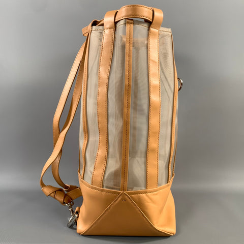 PHILLIP LIM SS2017 Tan Light Grey Mesh Leather Backpack