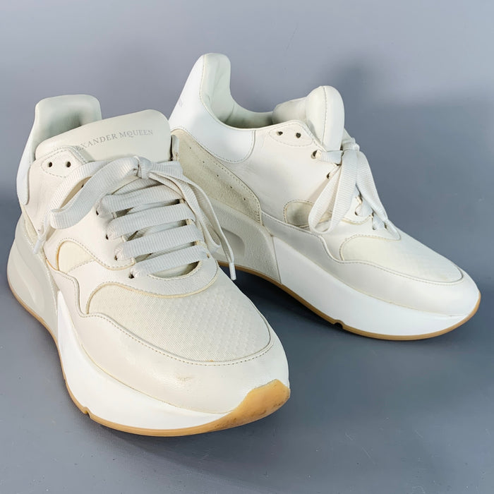 ALEXANDER MCQUEEN Size 8 White Ivory Rubber Sole Lace-Up Chunky Sneakers