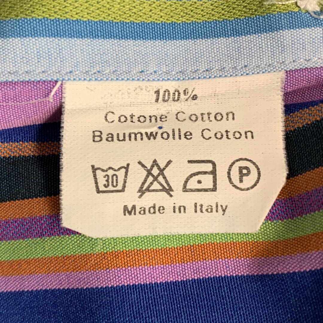 ETRO Size XL Multi-Color Stripe Cotton Button Up Long Sleeve Shirt