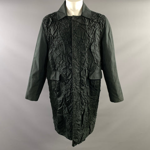 CHRISTOPHER O'BRIEN Size 38 Black Wrinkled Cotton Hidden Placket Coat