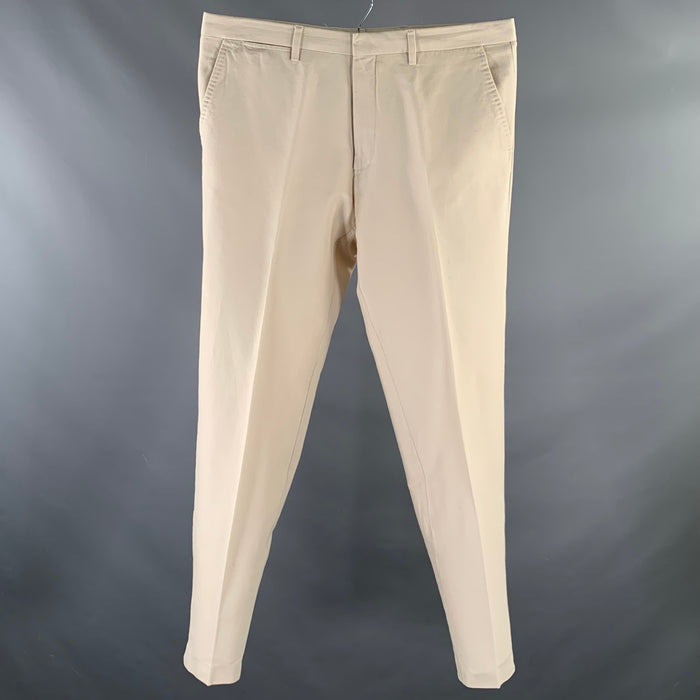 DRIES VAN NOTEN Size 31 Cream Cotton Flat Front Dress Pants
