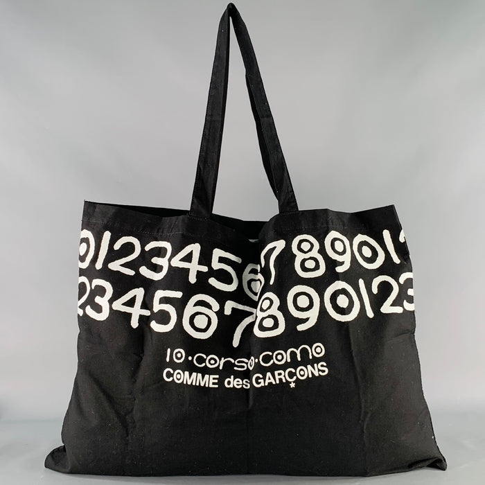 COMME des GARCONS x 10 CORSO COMO Black White Graphic Canvas Tote Bag
