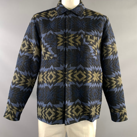 WAX SS2023 Size XL Black Blue Quilted Polyester Button Up Jacket