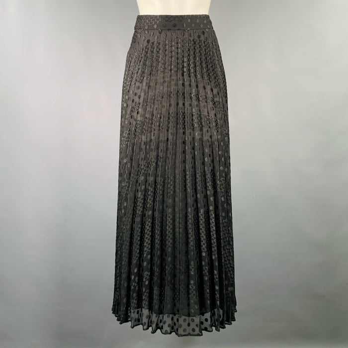 EMPORIO ARMANI Size 2 Black Polyester Viscose Dots Maxi Skirt