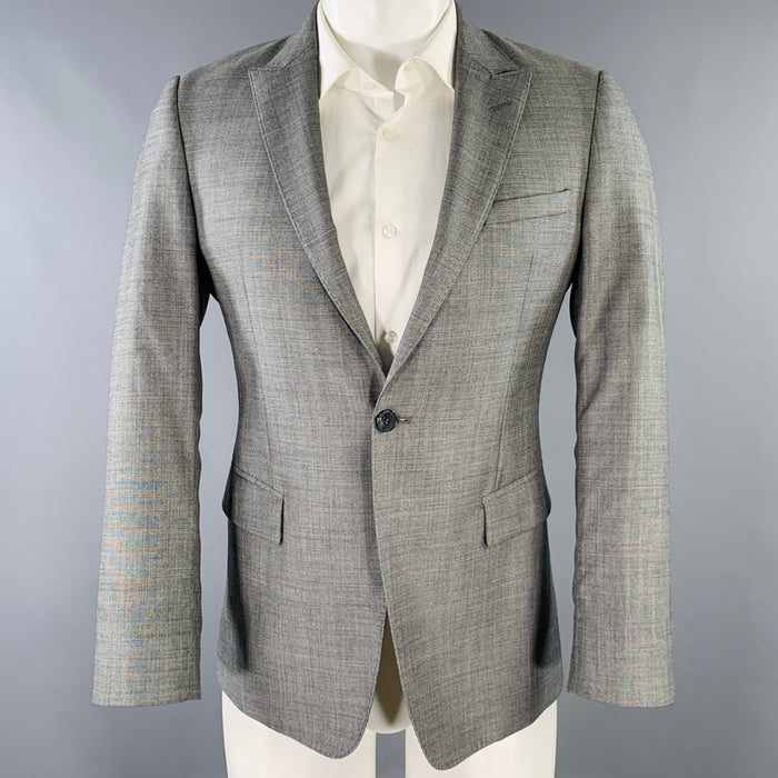 EMPORIO ARMANI Size 36 Grey Solid Wool Silk Peak Lapel Suit