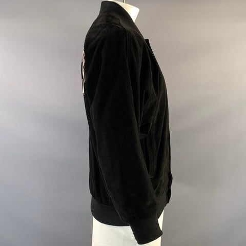 ENFANTS RICHES DEPRIMES ERD SS2018 XL Black Embroidery Suede Bomber Jacket