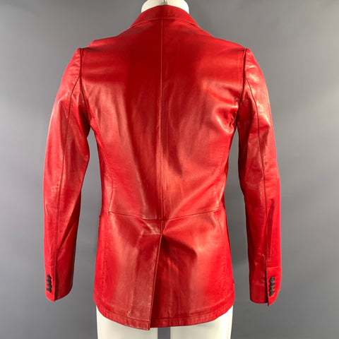 TOMMY HILFIGER Chest Size 38 Red Leather Double Breasted Sport Coat
