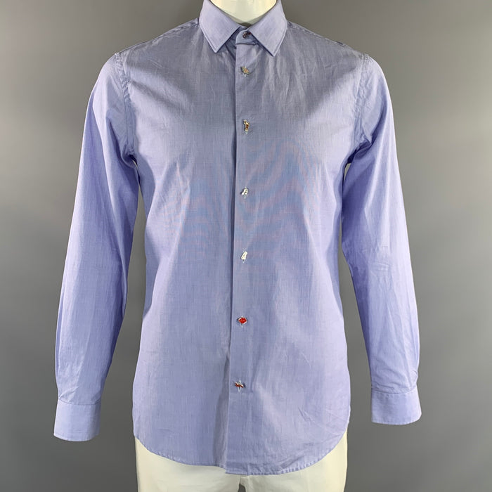 PAUL SMITH Size L Blue Cotton Button Up Long Sleeve Shirt