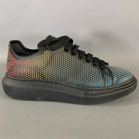 ALEXANDER MCQUEEN Size 9 Black Multi Color Perforated Leather Lace Up Shoes