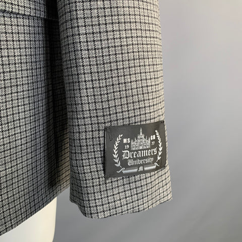 MSGM Chest Size 38 Grey Black Window Pane Wool Notch Lapel Sport Coat