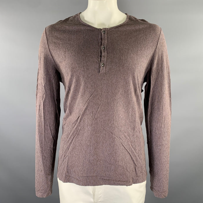 MAISON MARTIN MARGIELA Size XL Brown Purple Micro Stripe Henley Pullover