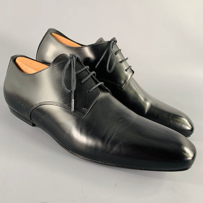 DRIES VAN NOTEN Size 10 Black Leather Derby Lace-Up Shoes