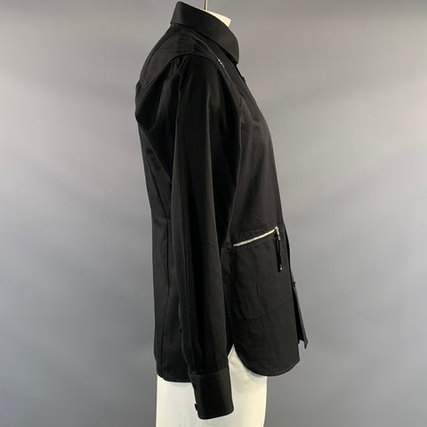 ALEXANDER MCQUEEN FW2020 Size L Black Cotton Button Up Long Sleeve Shirt