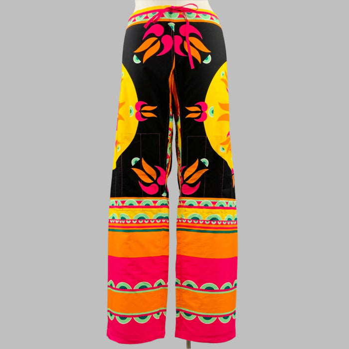 RED VALENTINO Size 12 Multi Color Cotton Print Drawstring Casual Pants