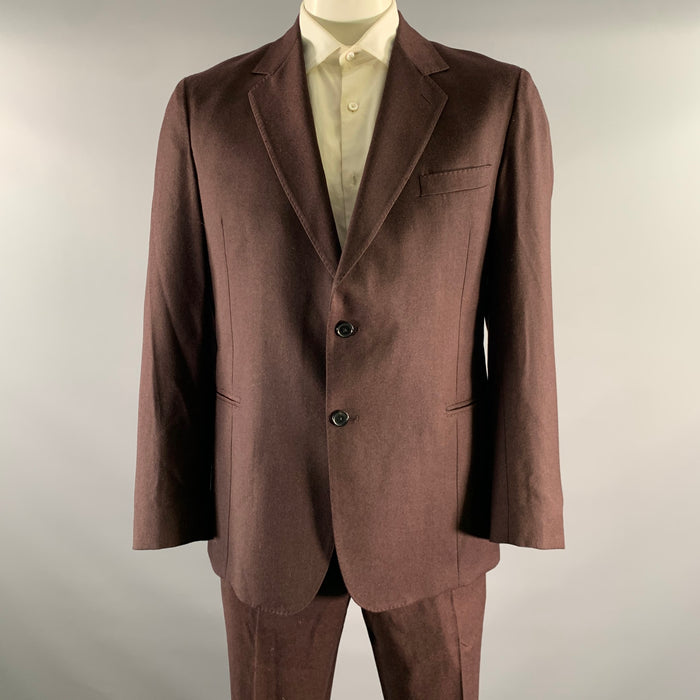 PAUL SMITH Chest Size 44 Burgundy Heather Wool Cashmere Notch Lapel 38 29 Suit