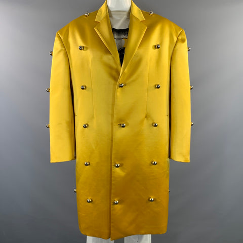 RAF SIMONS S/S2019 Size 38 Yellow Applique Wool & Silk Oversized Coat