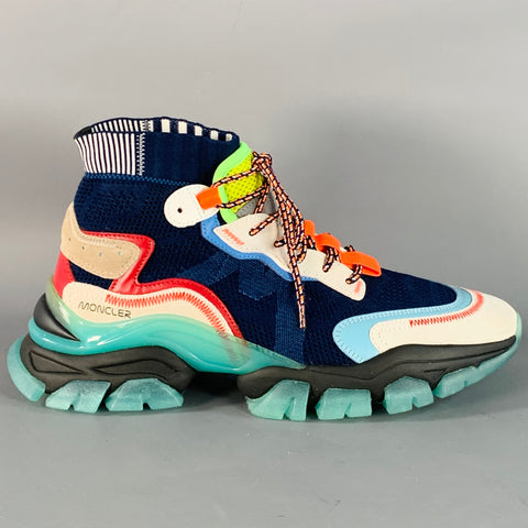 MONCLER Size 10 Multi Color Nylon Mesh High Top Sneakers
