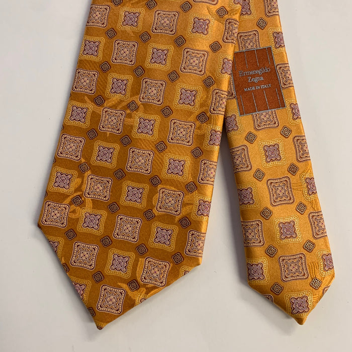 ERMENEGILDO ZEGNA One Size Orange Rust Silk Tie