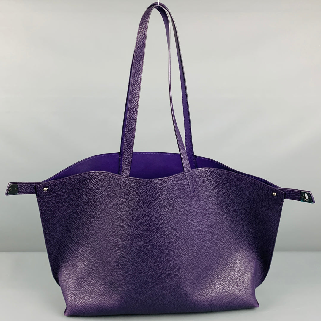AKRIS -Ai- Purple Leather Shoulder Tote Bag