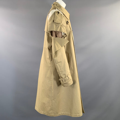 MAISON MARGIELA Size M Khaki Cotton Cut Out Trench Coat