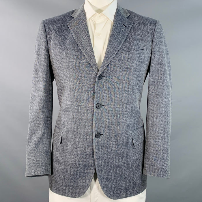 BOTTEGA VENETA Size 46 Navy White Melange Virgin Wool Notch Lapel Sport Coat
