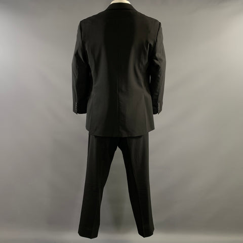 BROOKS BROTHERS Chest Size 42 Regular Black Wool Notch Lapel 36 30 Suit