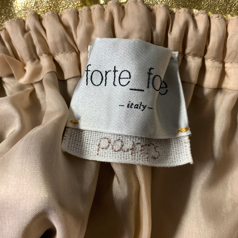 FORTE_FORTE Size XS Gold Polyester Metallic Elastic Waistband Shorts