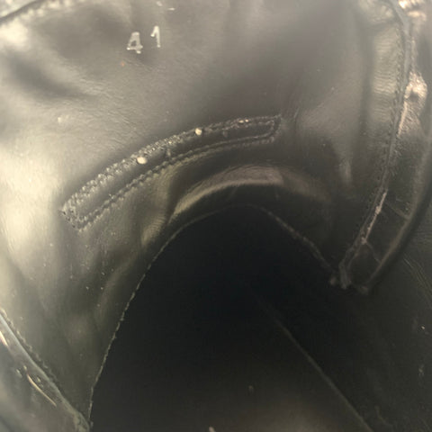 VERSACE Size 8 Silver Black Metallic Leather High Top Sneakers