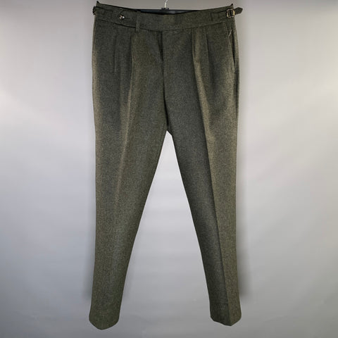 VITALE BARBERIS CANONICO Size 34 Dark Grey Pleated Wool Dress Pants