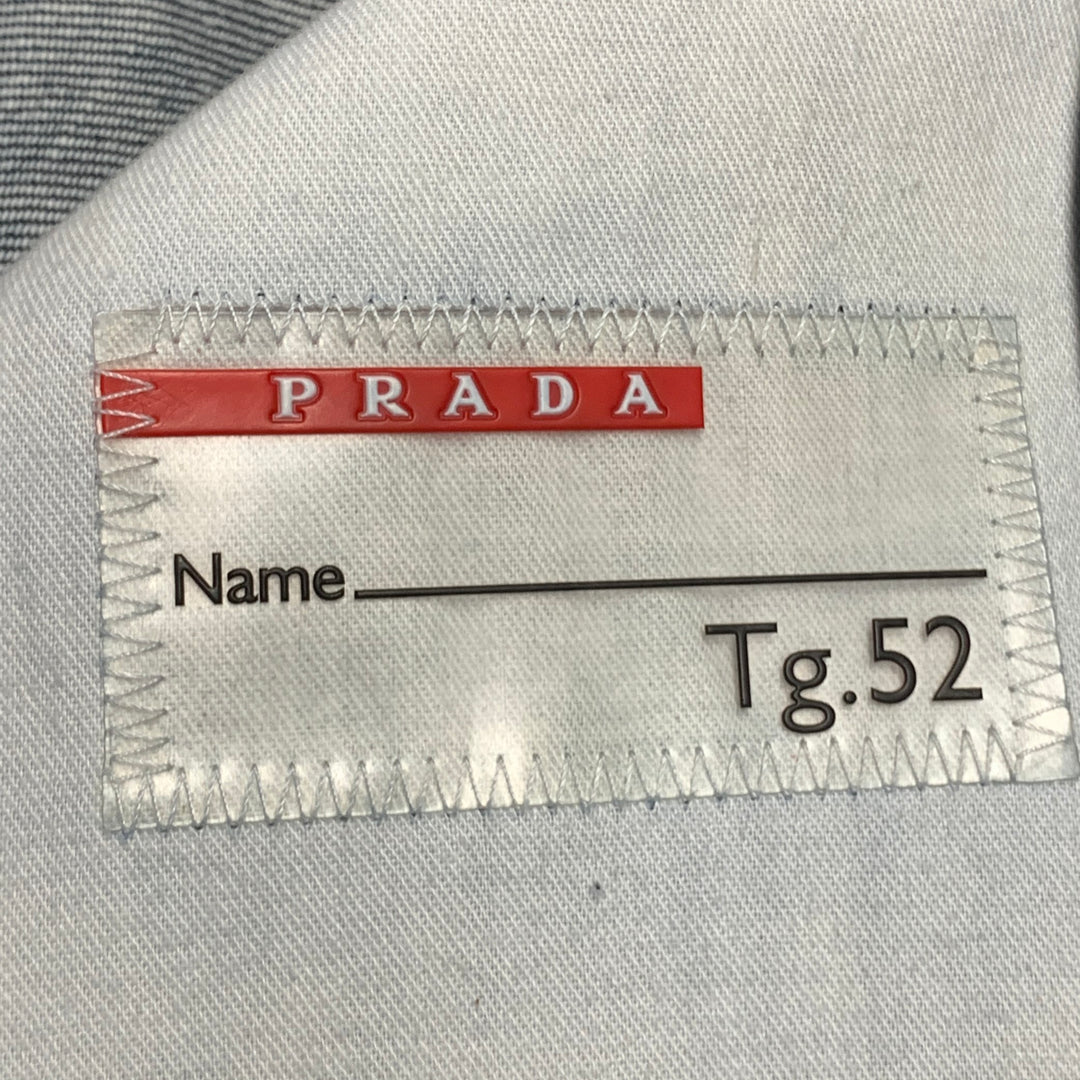 PRADA Size L Indigo Cotton Denim Twill Contrast Stitch Zip Up Jacket