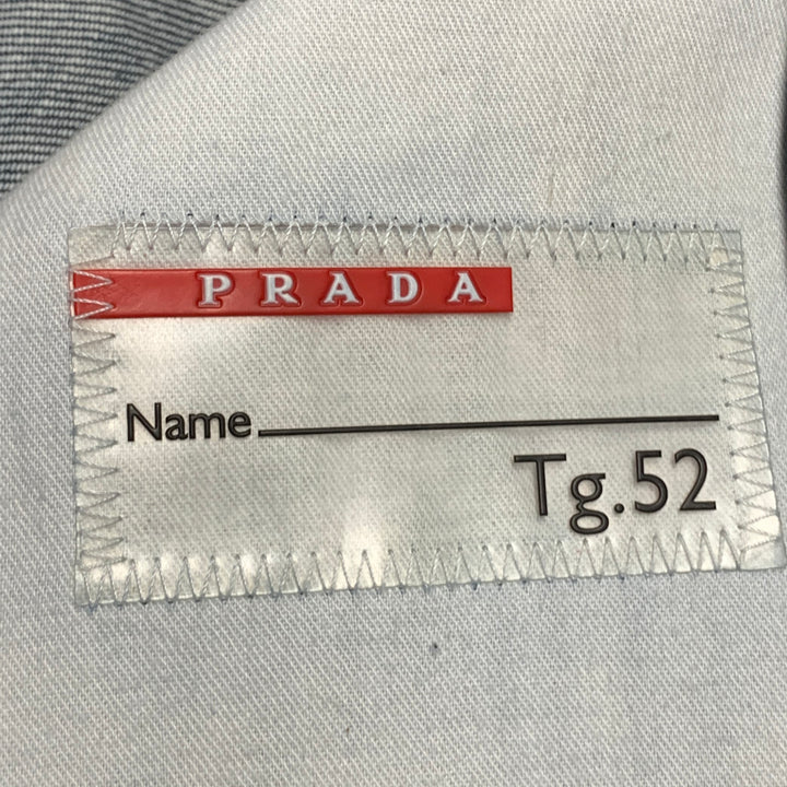 PRADA Size L Indigo Cotton Denim Twill Contrast Stitch Zip Up Jacket
