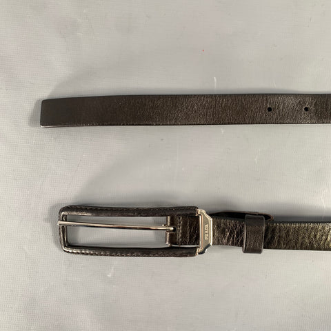 PRADA Waist Size 25 Brown Silver Leather Belt