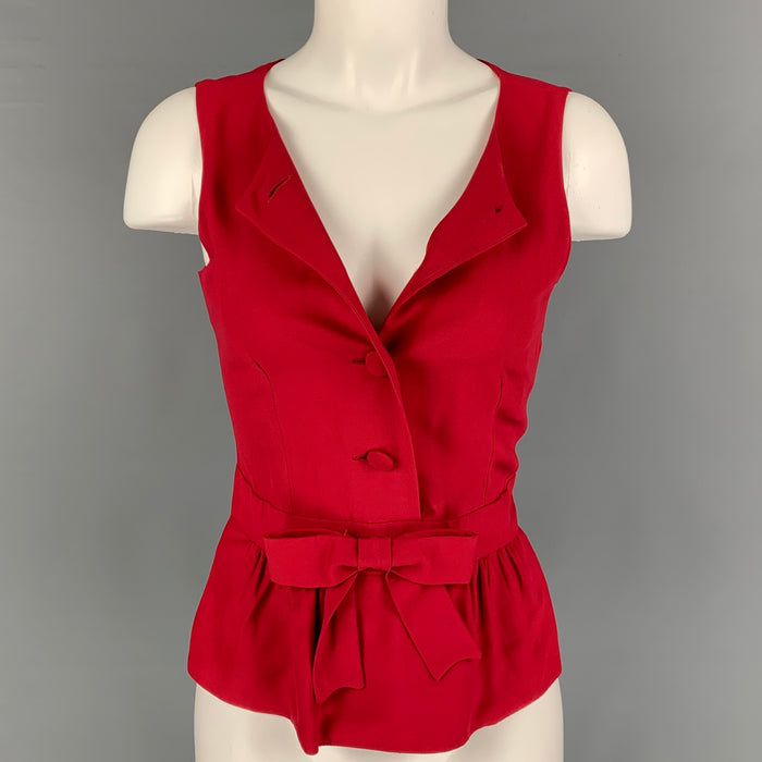 MOSCHINO COUTURE Size 8 Red Acetate Rayon Sleeveless Blouse
