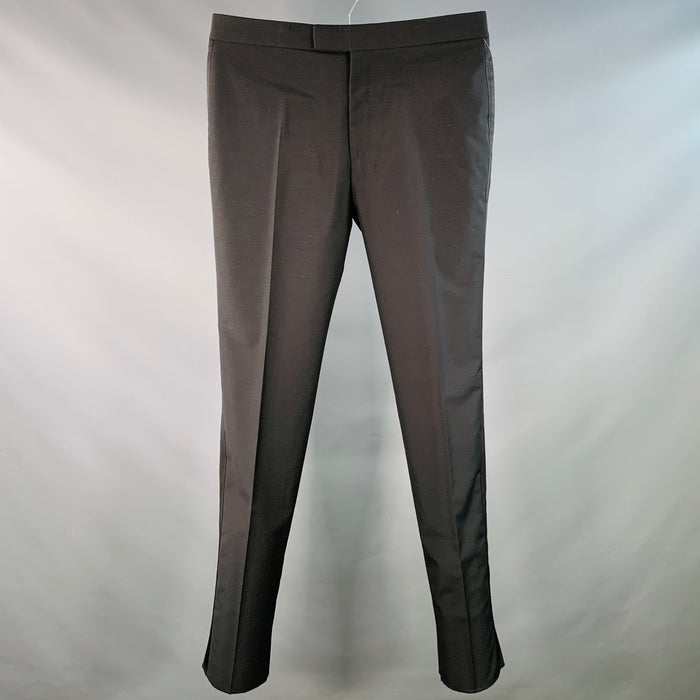 ALEXANDER MCQUEEN Size 36 Black Wool Silk Flat Front Dress Pants