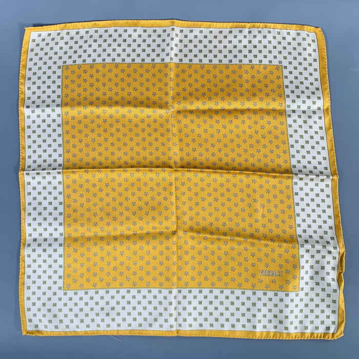 VERSACE Yellow White Stars Silk Pocket Square