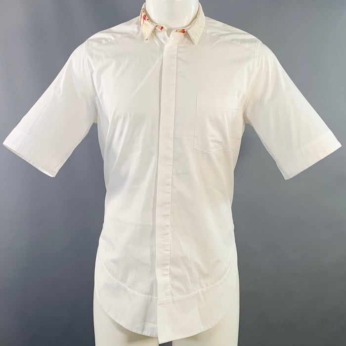 HAIDER ACKERMANN Taille S Chemise à manches courtes en coton blanc à patte de boutonnage cachée