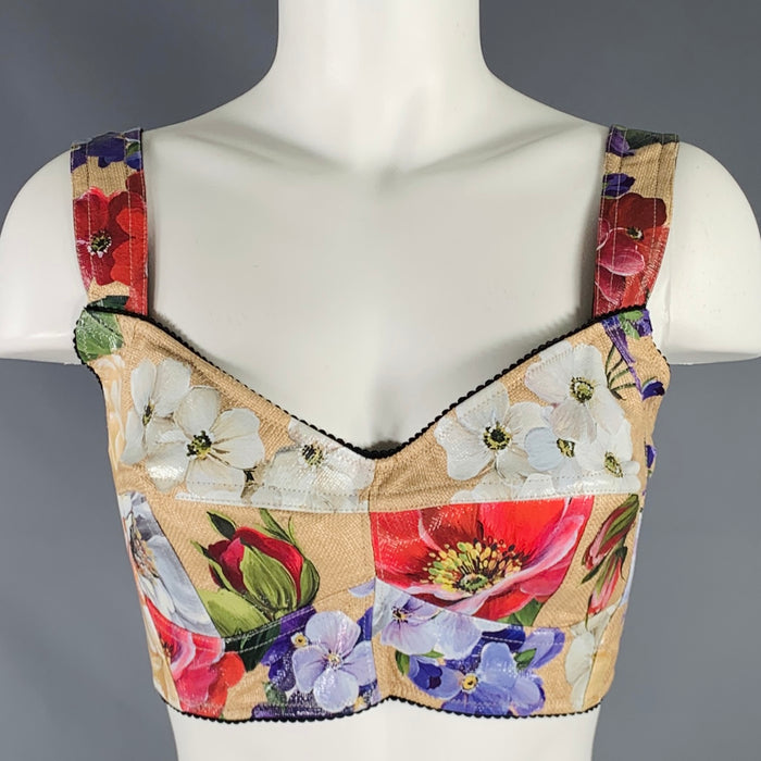 DOLCE & GABBANA Size 8 Multi Color Nylon Blend Floral Bralette