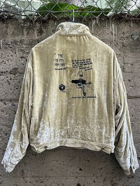 ENFANTS RICHES DEPRIMES ERD FW2017 XL Green Velvet Rayon Trucker Jacket