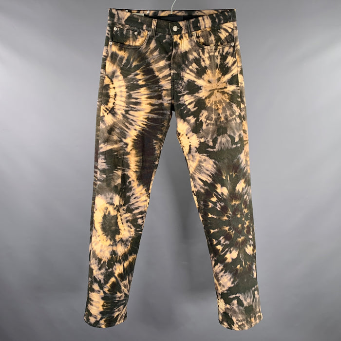 DRIES VAN NOTEN Size 30 Brown Beige Tie Dye Cotton Button Fly Jeans