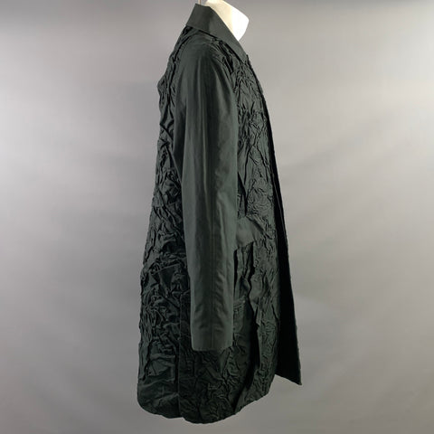 CHRISTOPHER O'BRIEN Size 38 Black Wrinkled Cotton Hidden Placket Coat