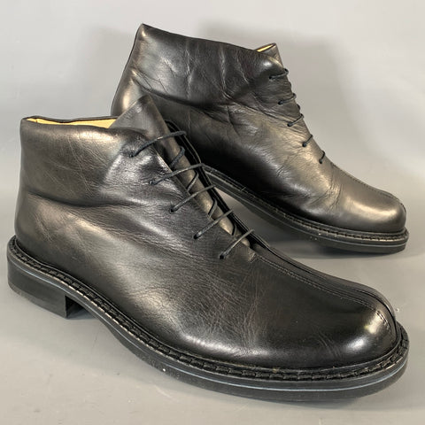 GIRAUDON Size 10 Black Leather Round Toe Lace Up Shoes