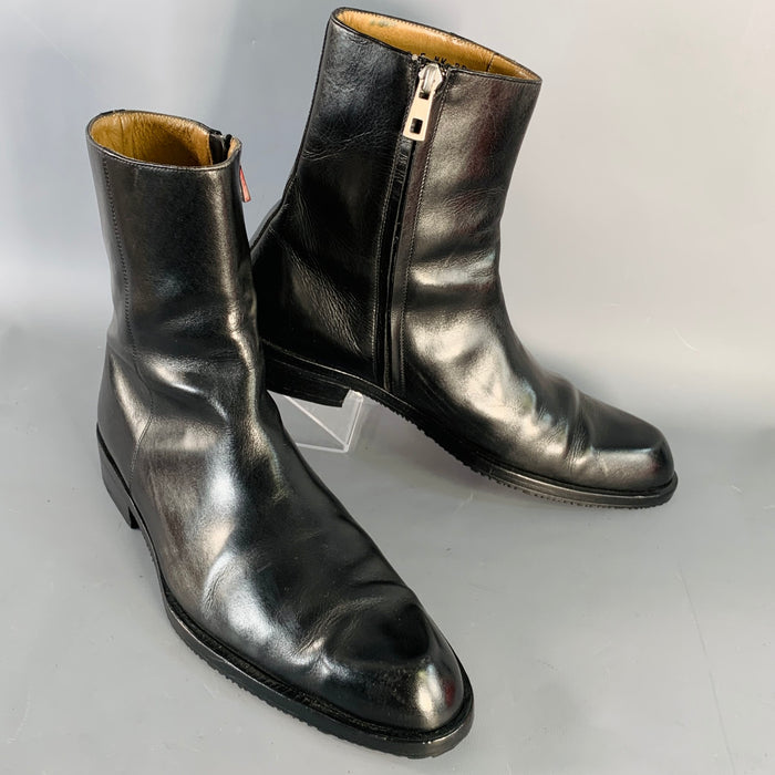 BALLY Size 8 Tholon Black Calfskin Leather Side Zipper Ankle Boots