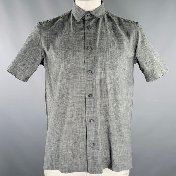 ISSEY MIYAKE Size L Grey Heather Polyester Linen Short Sleeve Shirt