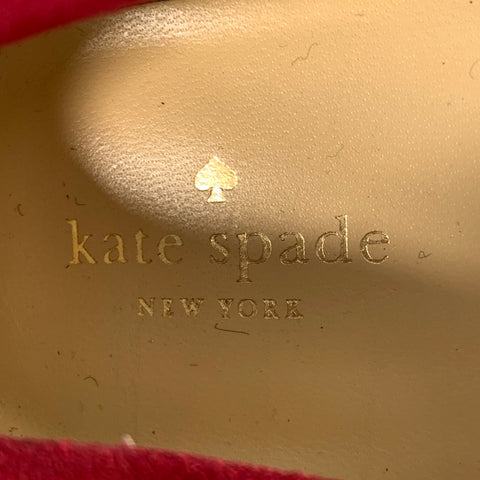 KATE SPADE Size 7.5 Burgundy Suede Floral Applique Kitten Heel Pumps