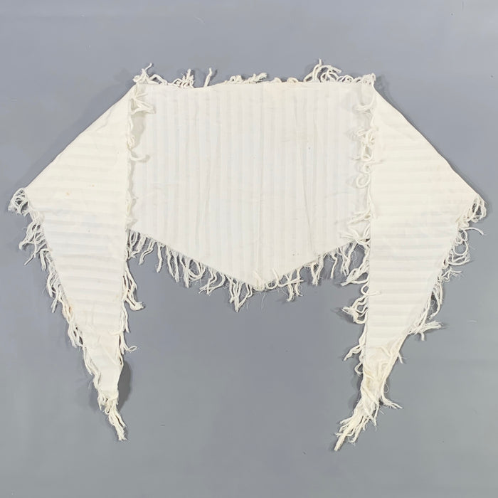 BALENCIAGA Cream Woven Fringe Scarf Shawl