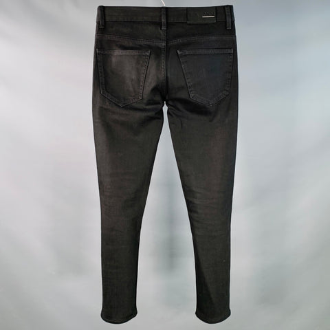 BLK DNM Size 28 Black Cotton Blend Twill Slim Tapered Jeans