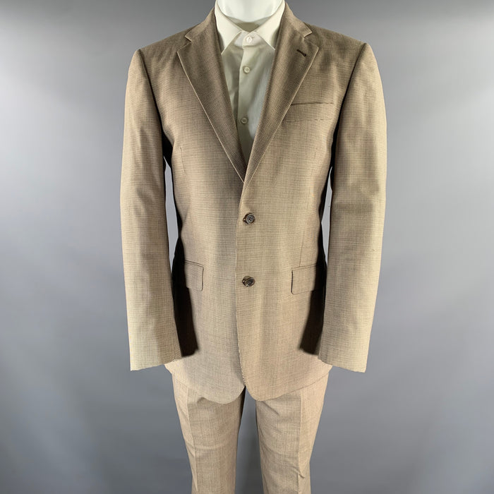 BURBERRY Size 38 Brown Houndstooth Wool Suit